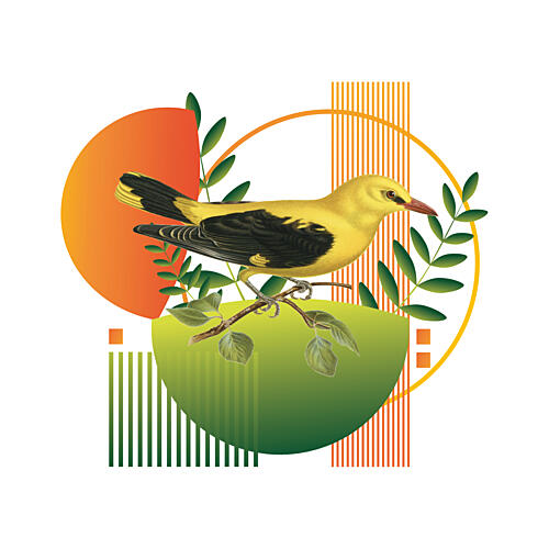 Golden Bird Modern Geometry Gold Print