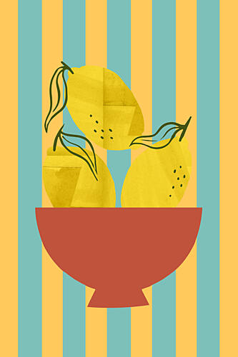 Striped Lemon Still Life Art Print