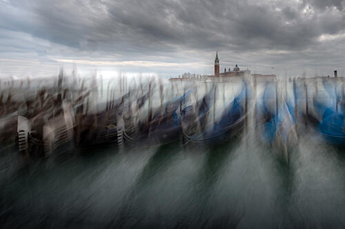 Blurred Venice Gondolas Art Print by Milan Malovrh