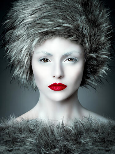 Red Lips Winter Fashion Art Print by Michael Schnabl