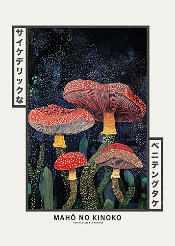 Magic Night Mushrooms Art Print