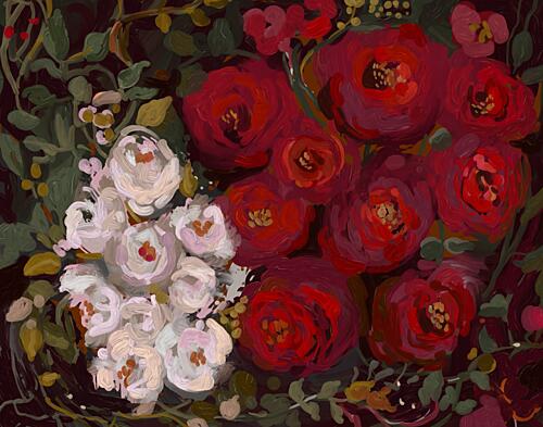 Dark Floral Painting Art Print