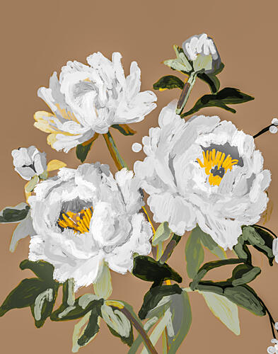 White Peony Blossoms Art Print