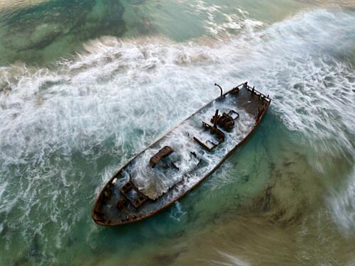 Shipwrecked Coastal Drama Art Print by eMunther