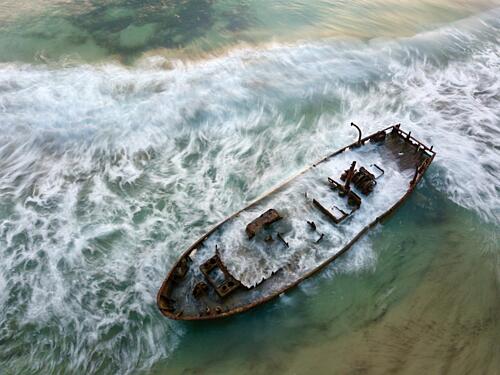 Abandoned Shipwrecked Boat Art Print by eMunther