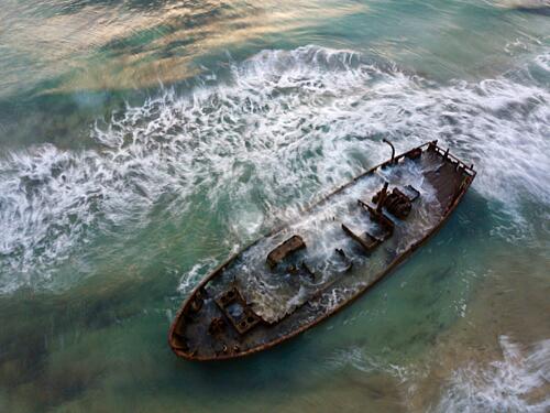Ocean Waves Shipwreck Art Print by eMunther