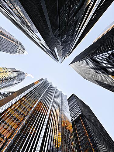 Reflective City Towers Art Print by Jasmine Zhang