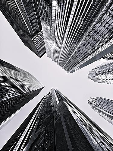 Upward Urban Towers Art Print by Jasmine Zhang
