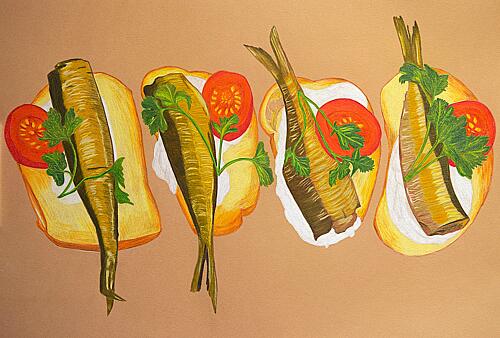 Golden Sprat Sandwiches Gold Print