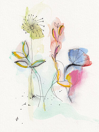 Vibrant Watercolor Flowers Art Print
