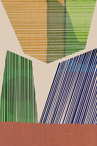 Colorful Striped Shapes Art Print by Cartissi