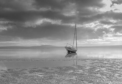 Lone Sailboat Reflections Art Print by Anthony Fox