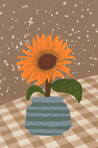 Autumn Sunflower Vase Art Print