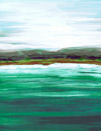 Serene Green Seascape Art Print