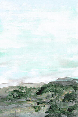 Calm Green Coastal Landscape Art Print