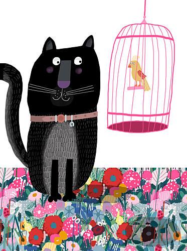 Curious Cat Watches Bird Art Print