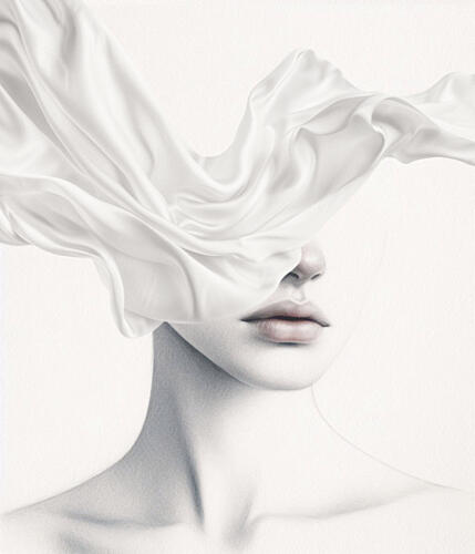 Elegant Veiled Woman Art Print