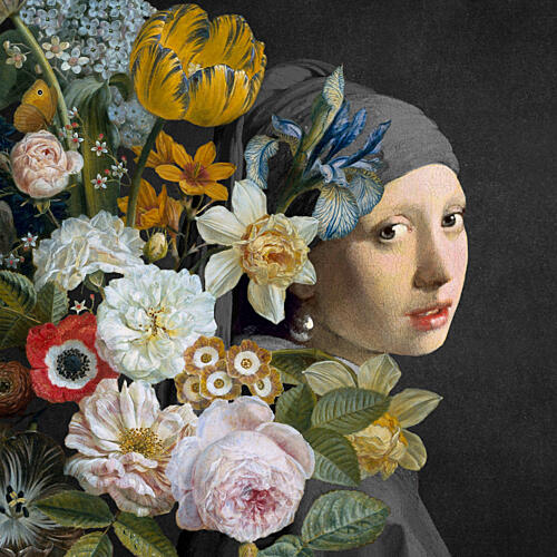 Classic Girl Floral Portrait Art Print