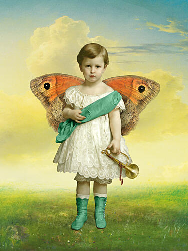Little Fairy Boy Portrait Gold Print