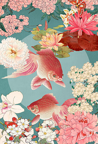 Graceful Goldfish Pond Gold Print
