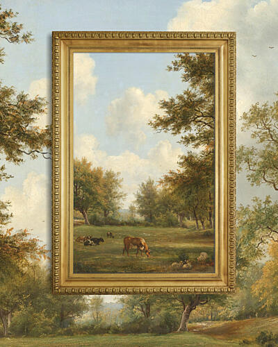Peaceful Grazing Cows Art Print