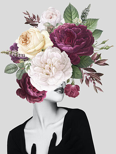 Floral Woman Portrait Art Print