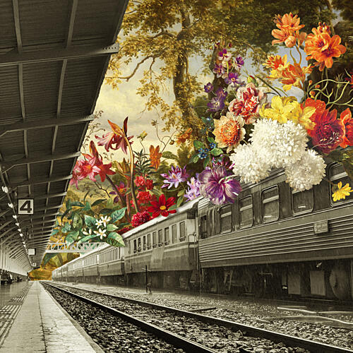Surreal Floral Train Art Print