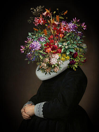 Elegant Baroque Floral Head Art Print