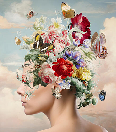 Floral Dream Woman Art Print