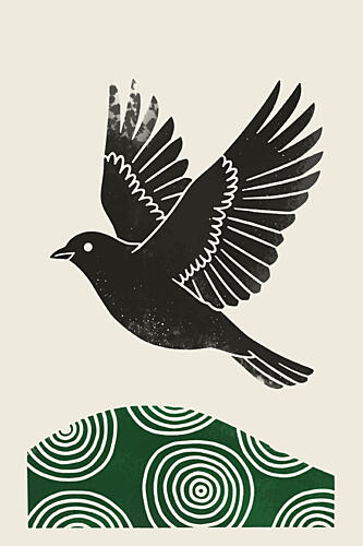 Flying Bird Green Pattern Art Print