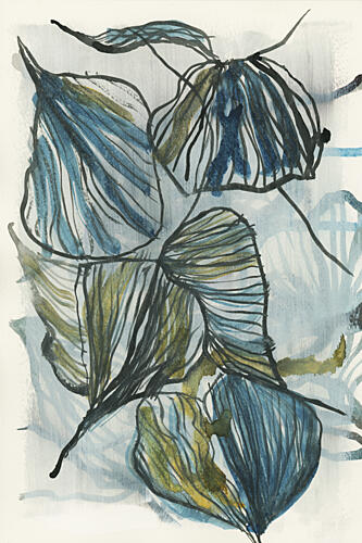 Organic Blue Leaves Art Print by cartissi