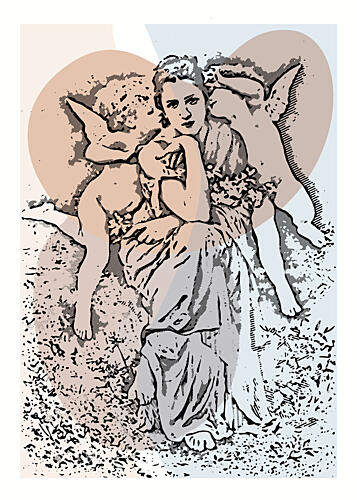 Classical Woman and Cherubs Art Print by Doa Project