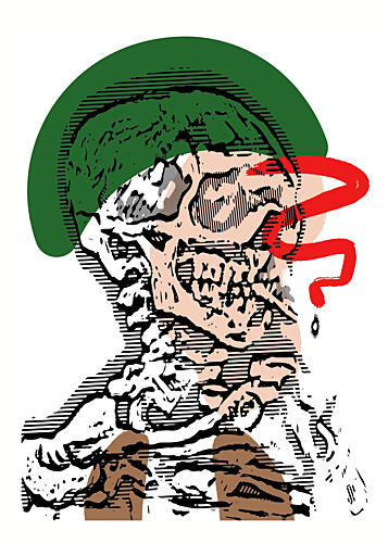 War Skull Question Art Print by Doa Project