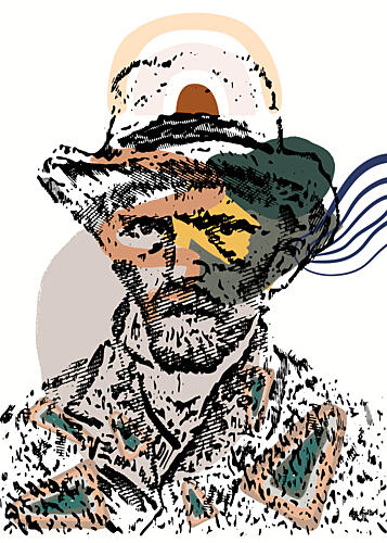 Abstract Man in Hat Art Print by Doa Project