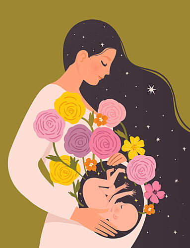 Motherhood in Bloom Art Print by Angelina Bambina
