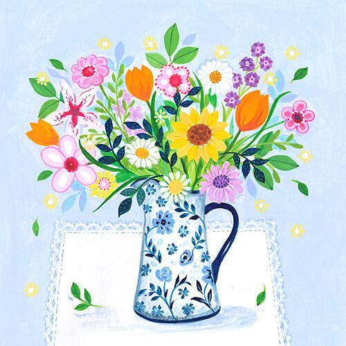 The Blue and White Jug and Bouquet Art Print