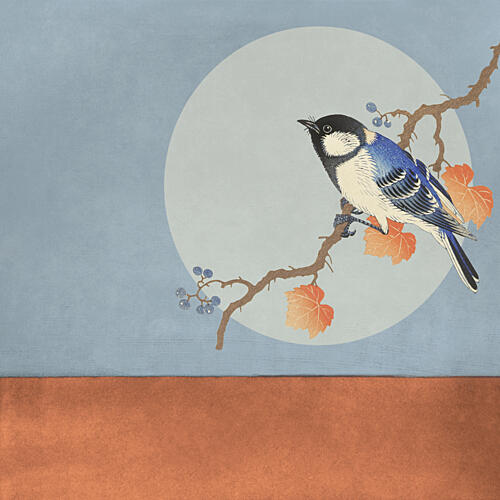 Blue Bird under Moon Art Print