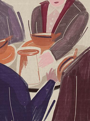 Cafe Table Talk Art Print by Ellis Illustrations