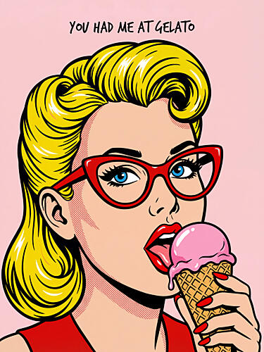 Retro Girl Gelato Pop art reproduction