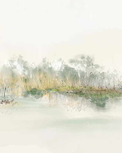 Painterly Marsh Reflections Art Print