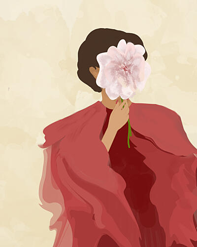 Elegant Flower Woman Art Print