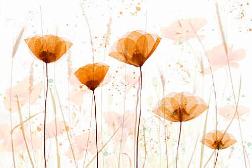 Ethereal Orange Poppies Pop art reproduction