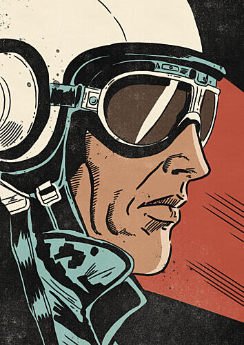 Vintage Racer Profile Pop art reproduction