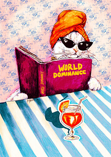 Cat Plotting Dominance Pop art reproduction