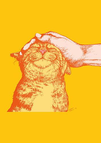 Happy Cat Petting Pop art reproduction