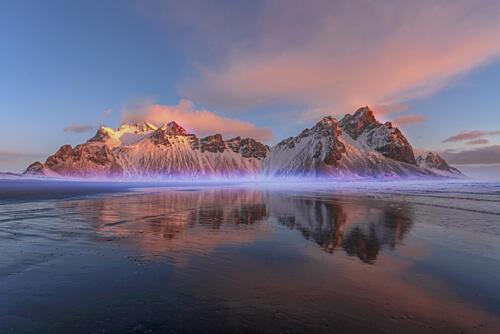 Winter Mountain Glow Reflection Art Print