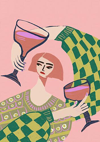 Girls Night Wine Art Print