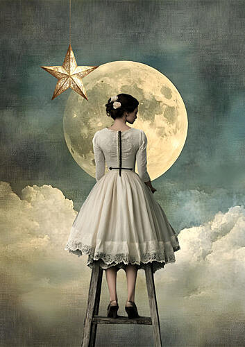 Moonlight Ladder Dream Gold Print