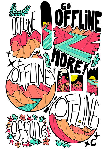 Offline Mountain Adventure Art Print