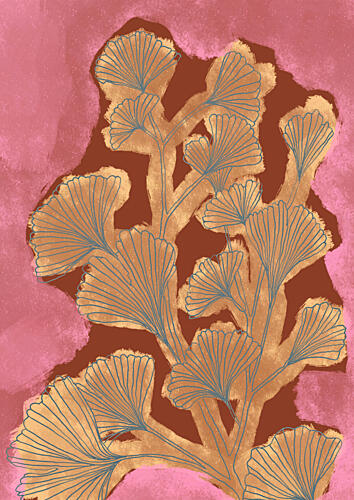 Ginkgoreverieno07 Gold Print